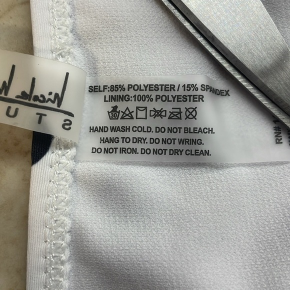 Nicole Miller Bottom Bikini Polka Dot Tankini Swim White Black Size L - Picture 5 of 9